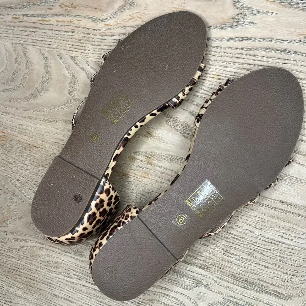 Journee Collection Leopard Print Dorsay Divina Flat Sandals Size 8 - Picture 6 of 7